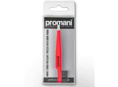 Promani Double Ended Pro Slant Tweezer With Brow Brush PR-929