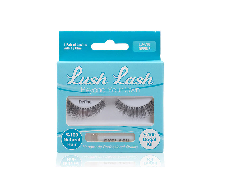 Lush Lash %100 Natural Hair Eyelashes Define With Glue LU-618