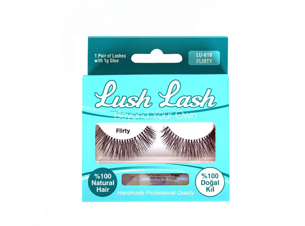 Lush Lash %100 Natural Hair Eyelashes Flirty With Glue LU-619
