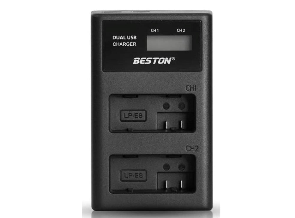 Beston 2 Slot Smart LCD Charger For Canon LP-E8