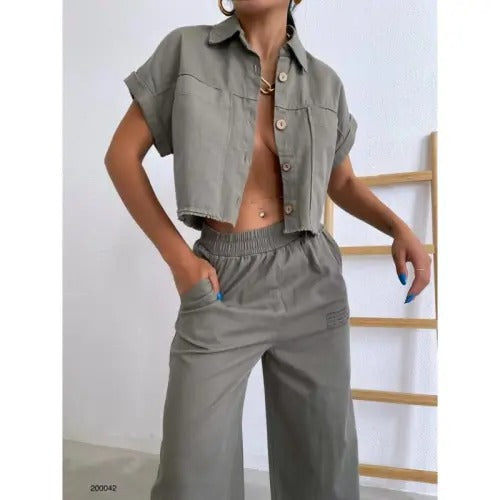 Crop Shirt Green Small