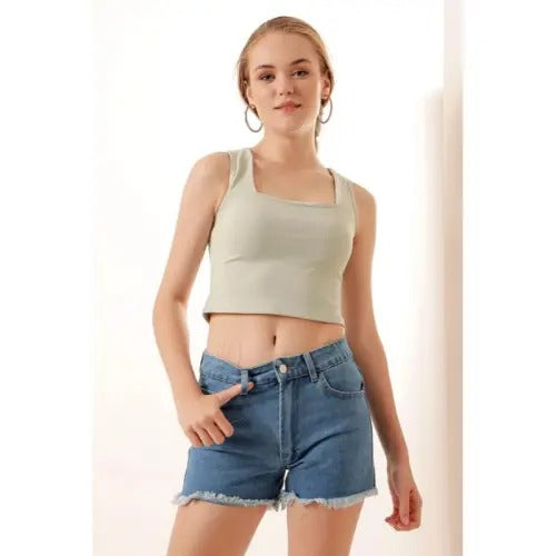 Green Crop Top Size 40 Large