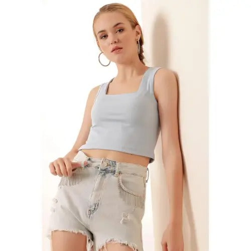 Blue Crop Top Size 40 Large