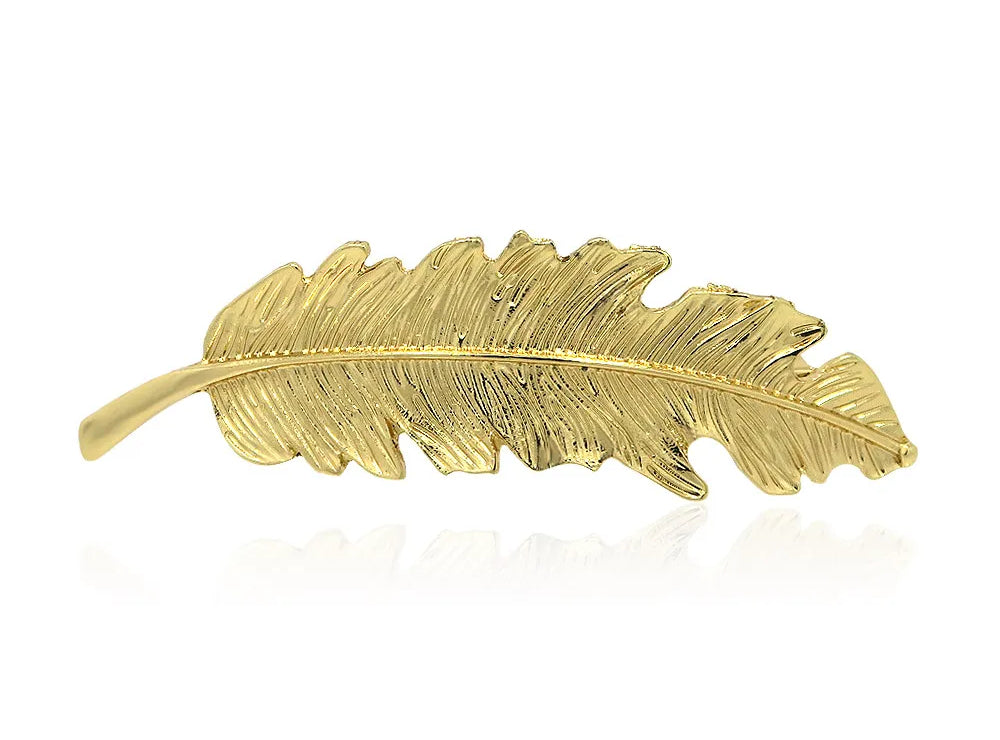 Feather Hair Clip Yellow Gold