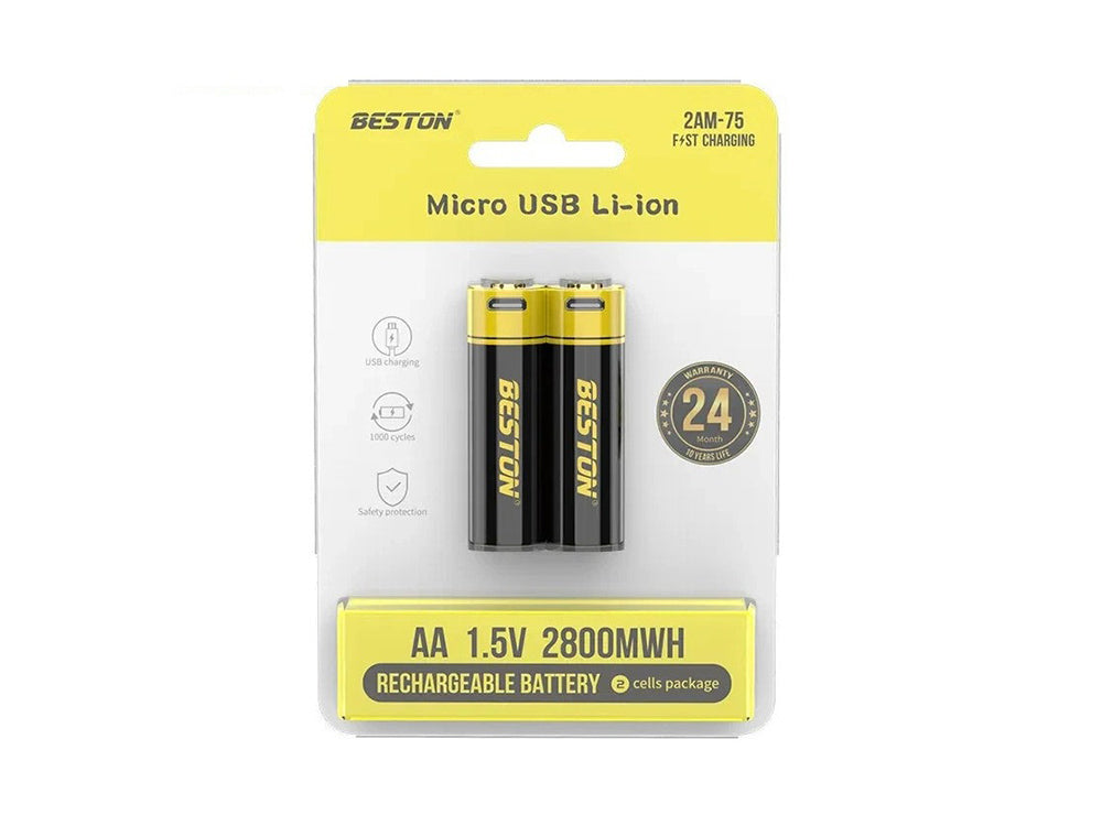 Beston Li-ion Rechargeable AA Micro USB Batteries Pack of 2