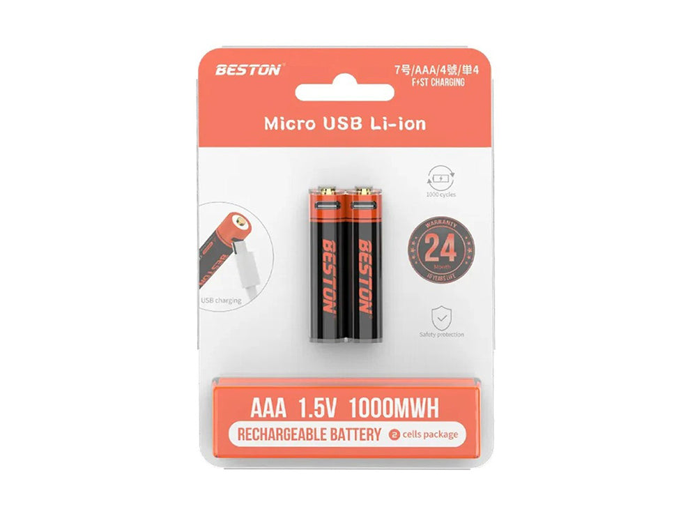 Beston Li-ion Rechargeable AAA Micro USB Batteries Pack of 2
