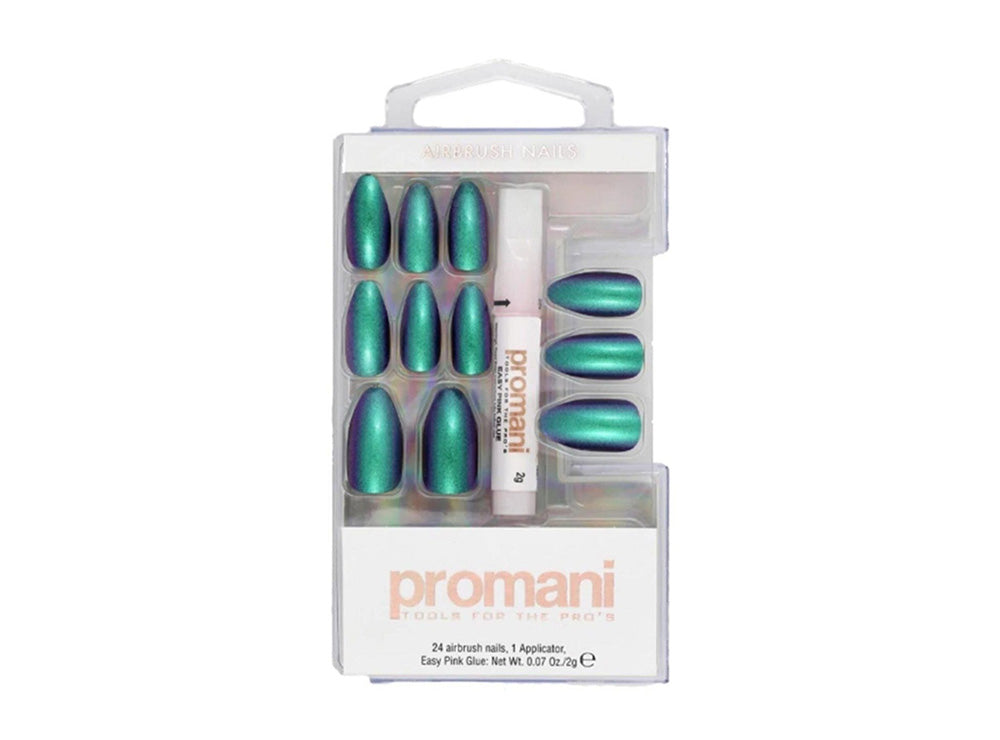 Promani Nail Kit Neon Petrol Green With Glue PR-5657