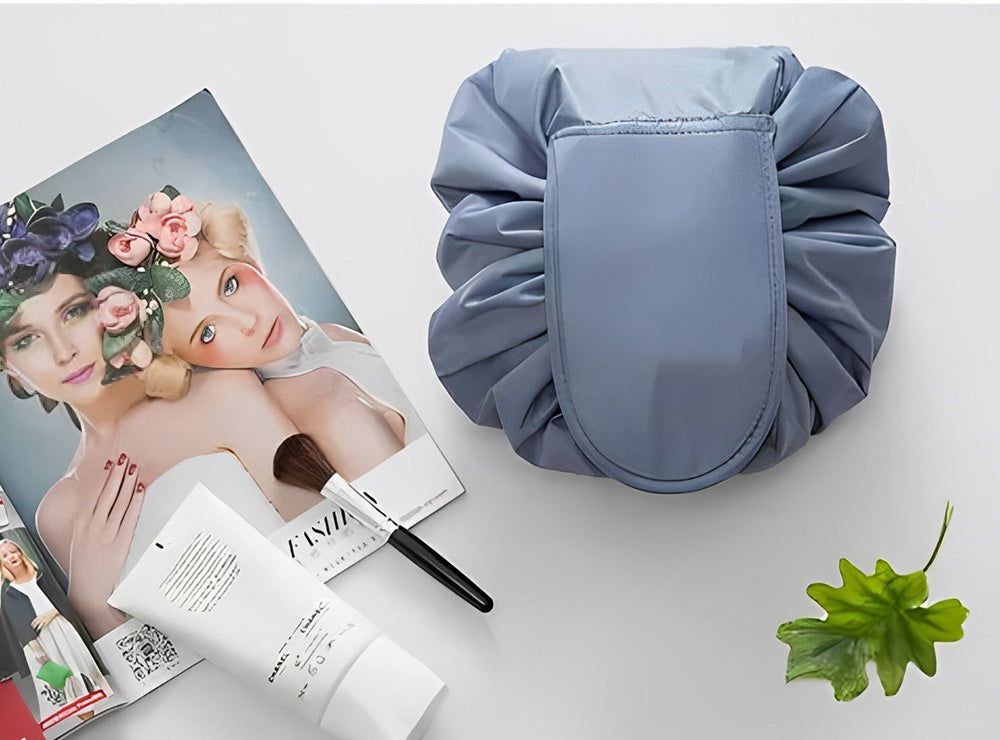 Drawstring Foldable Makeup Bag Ocean Blue