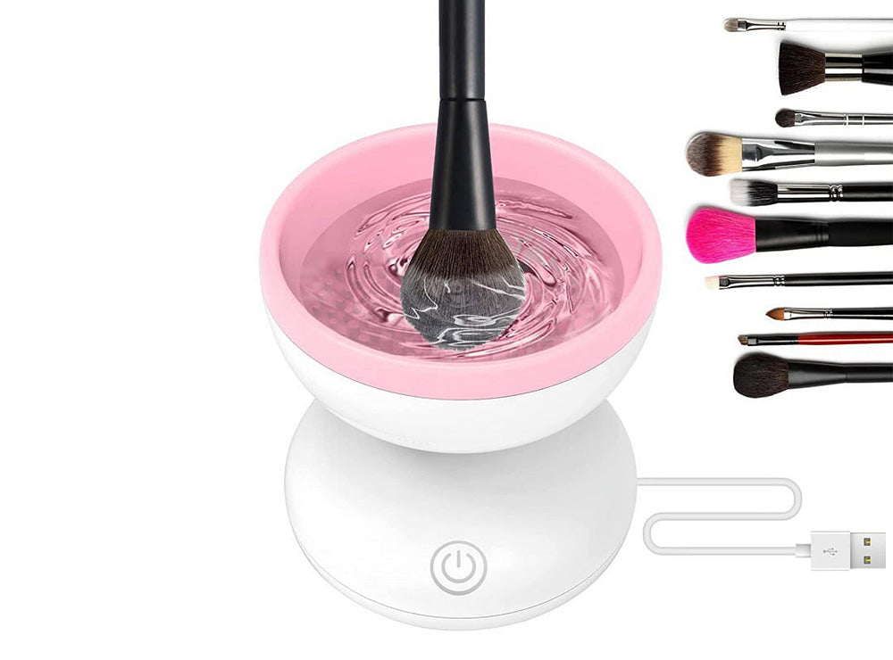 Electric Makeup Brush Cleaner Pink & White