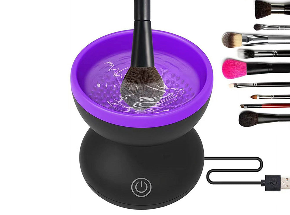 Electric Makeup Brush Cleaner Purple & Black