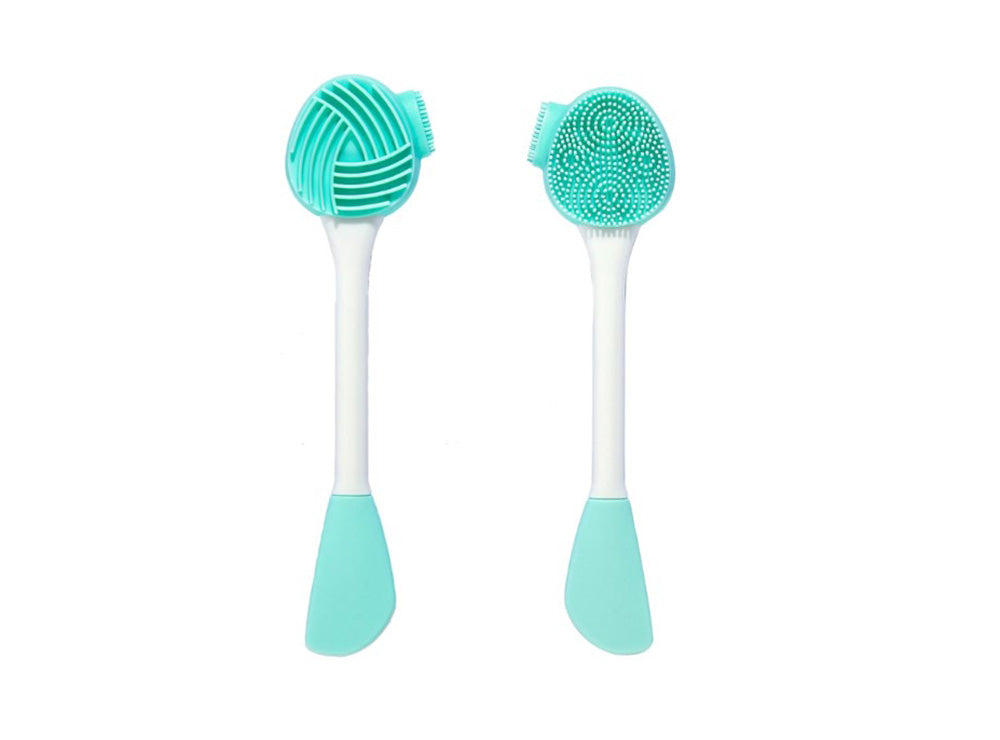 Double Ended Silicone Face Mask Brush Green