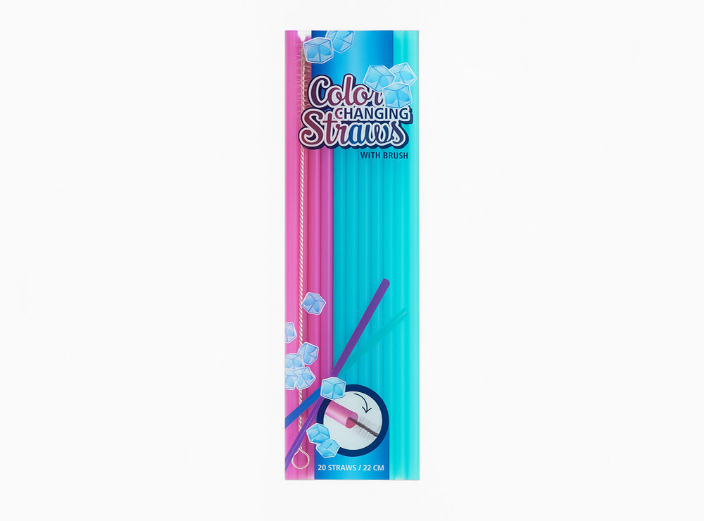 Reusable Color Changing Straws With Brush Pack of 20