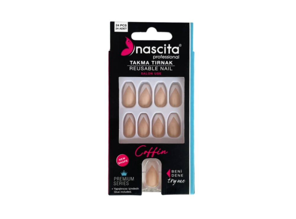 Nascita Coffin French Nails With Glue 144 Pack of 24