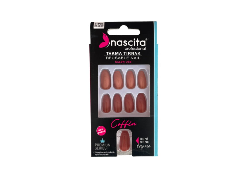Nascita Coffin Nude Nails With Glue 147 Pack of 24