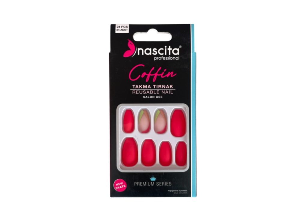Nascita Coffin Designed Nails With Glue 148 Pack of 24