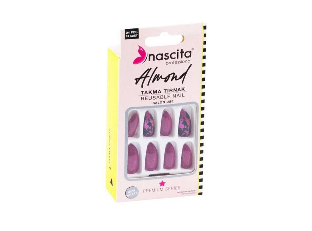 Nascita Almond Designed Nails With Glue 150 Pack of 24