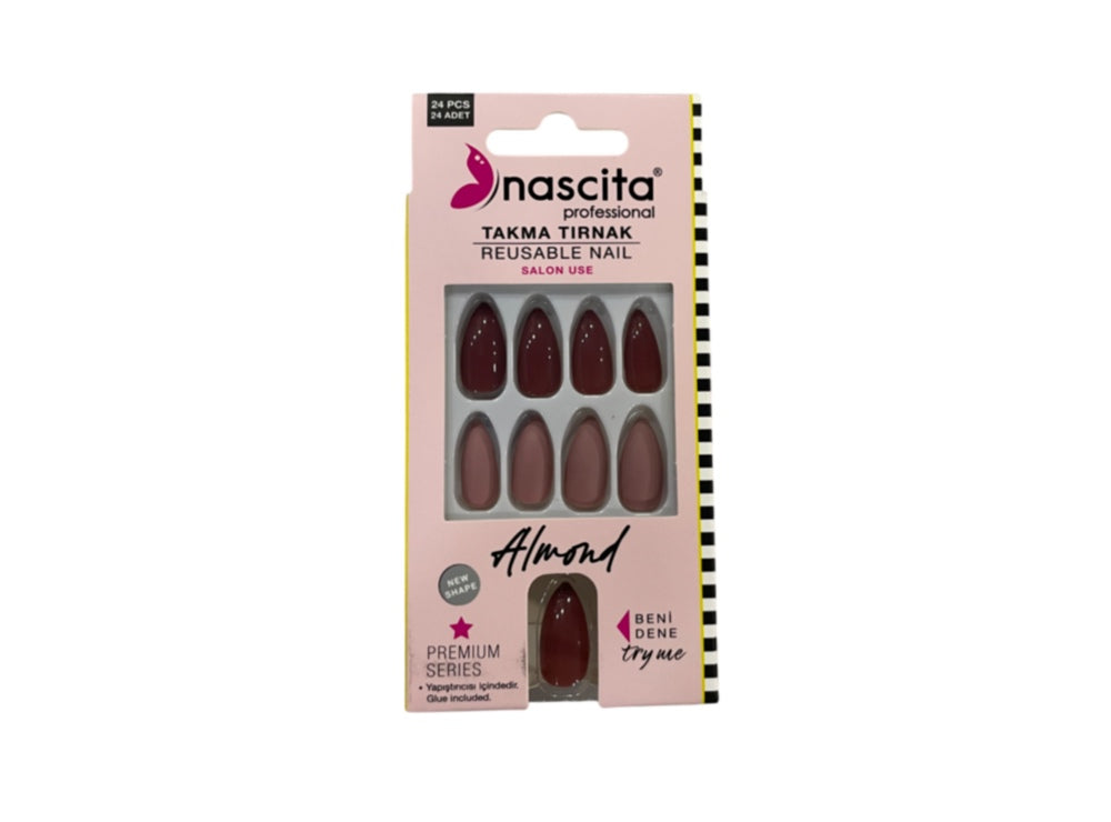 Nascita Almond Designed Nails With Glue 151 Pack of 24