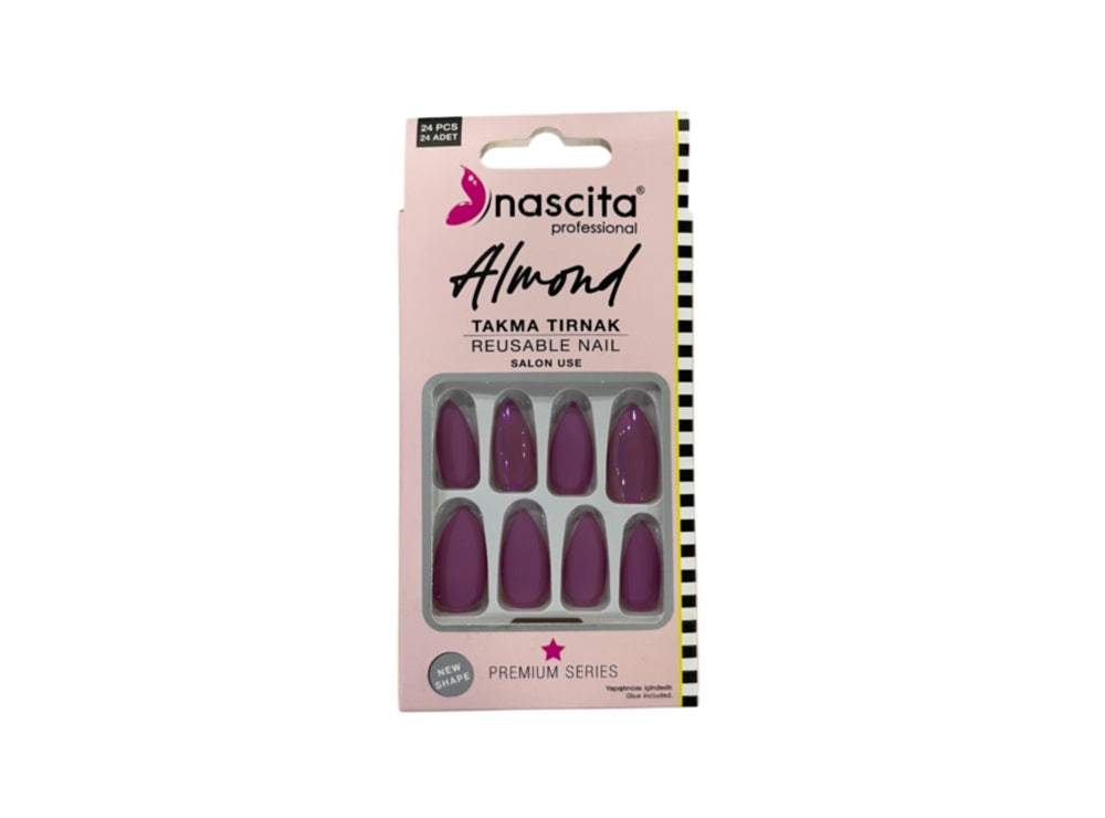 Nascita Almond Designed Nails With Glue 152 Pack of 24