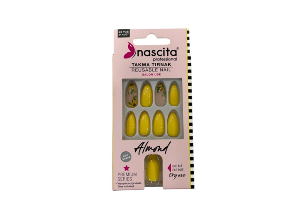 Nascita Almond Designed Nails With Glue 153 Pack of 24