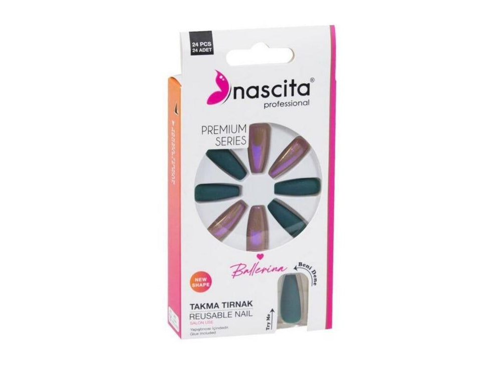 Nascita Ballerina Designed Nails With Glue 156 Pack of 24
