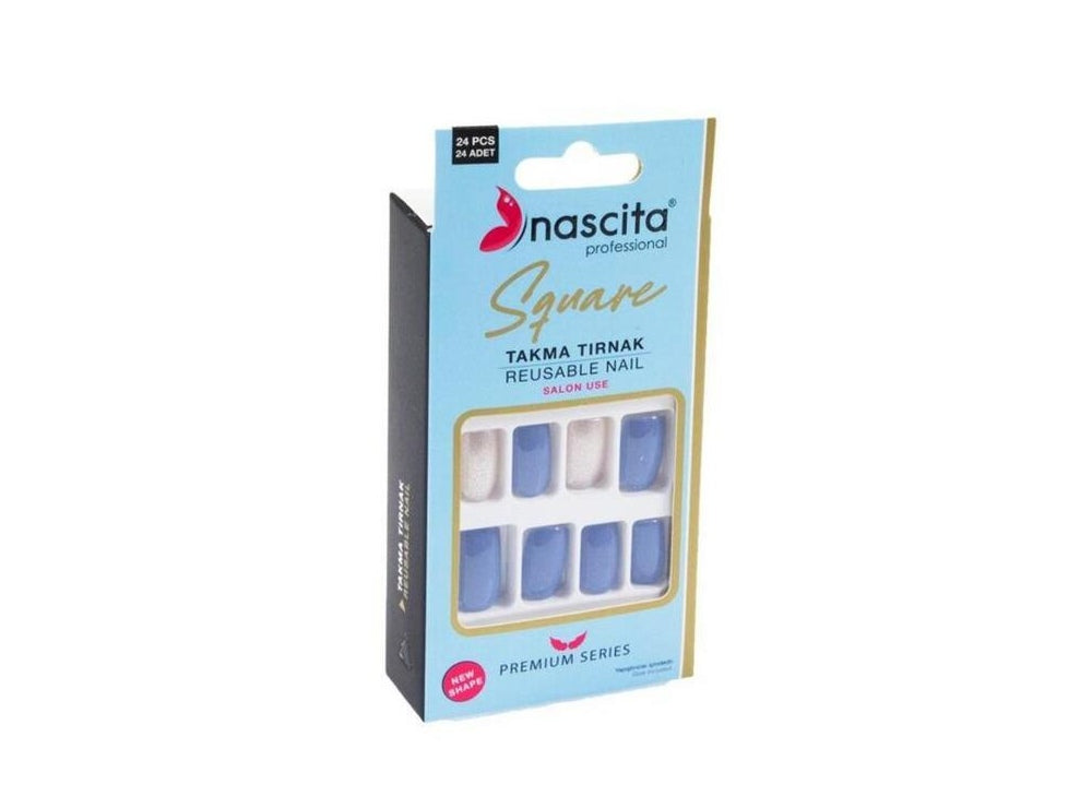 Nascita Square Designed Nails With Glue 161 Pack of 24