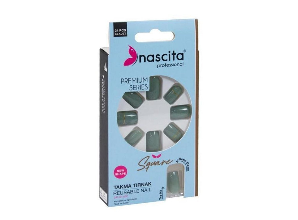 Nascita Square Designed Nails With Glue 162 Pack of 24