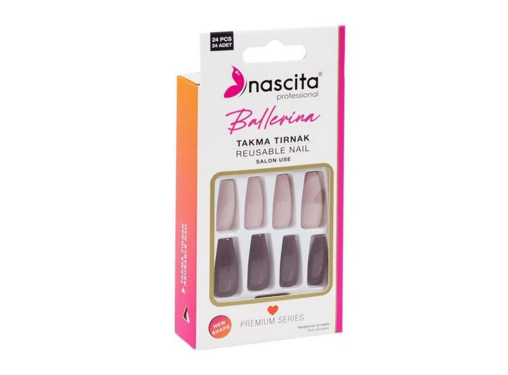 Nascita Ballerina Designed Nails With Glue 155 Pack of 24