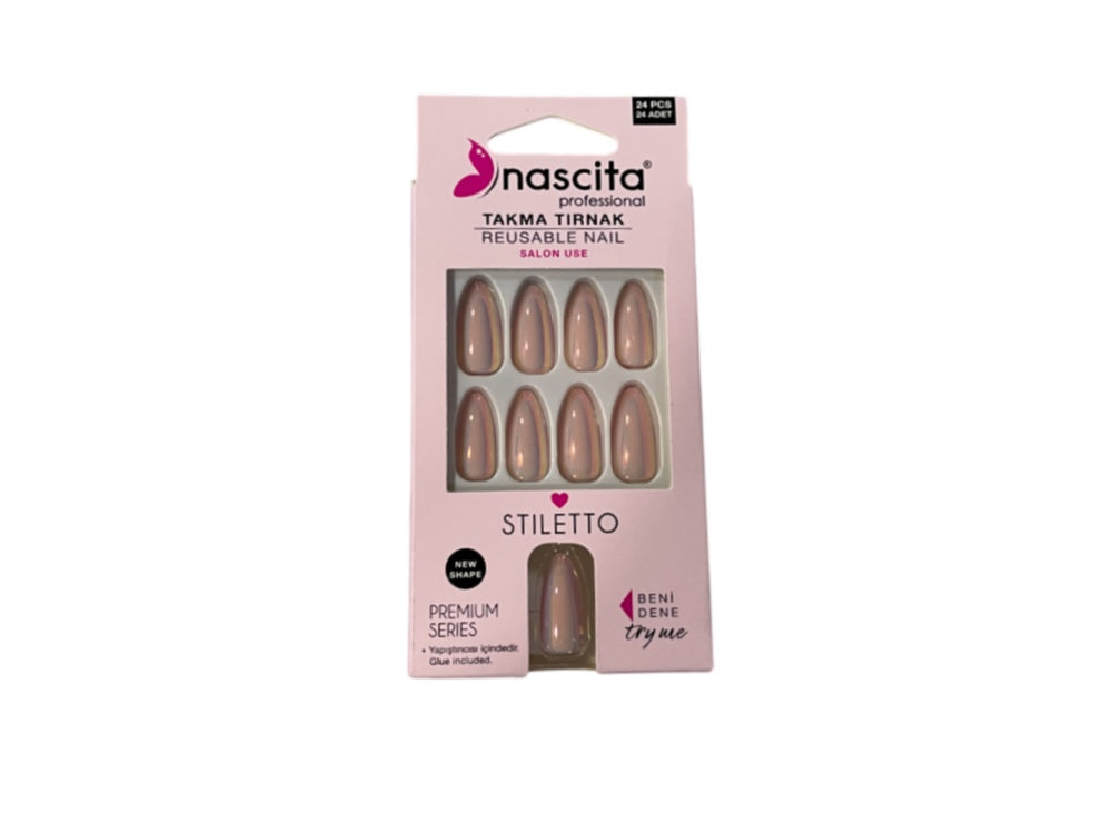 Nascita Stiletto Designed Nails With Glue 198 Pack of 24