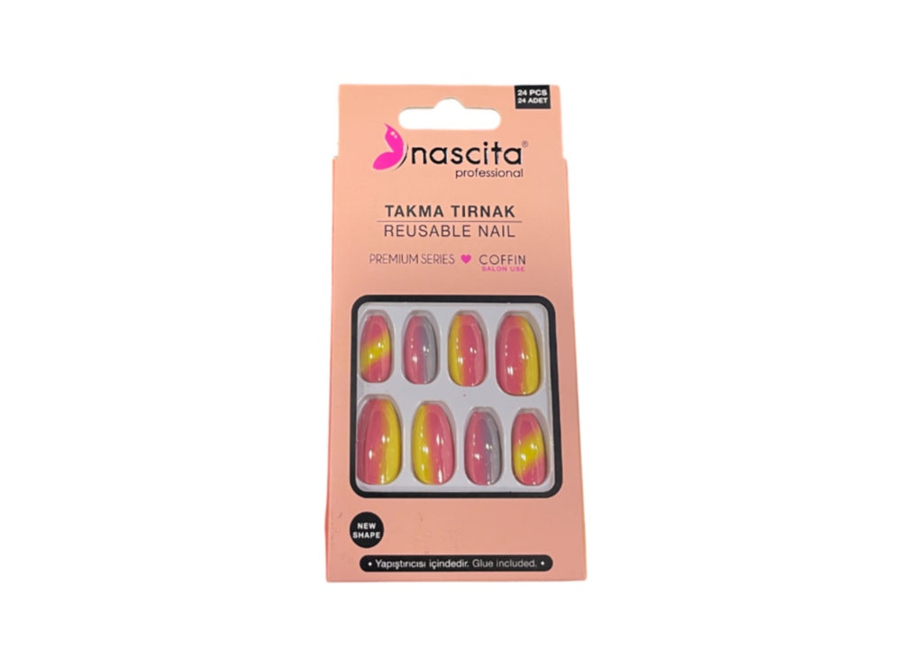 Nascita Coffin Designed Nails With Glue 184 Pack of 24