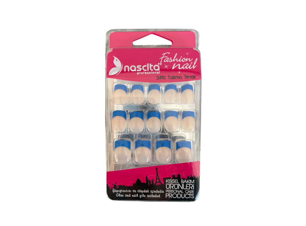 Nascita Blue French Nails With Glue & Nail File 91 Pack of 24