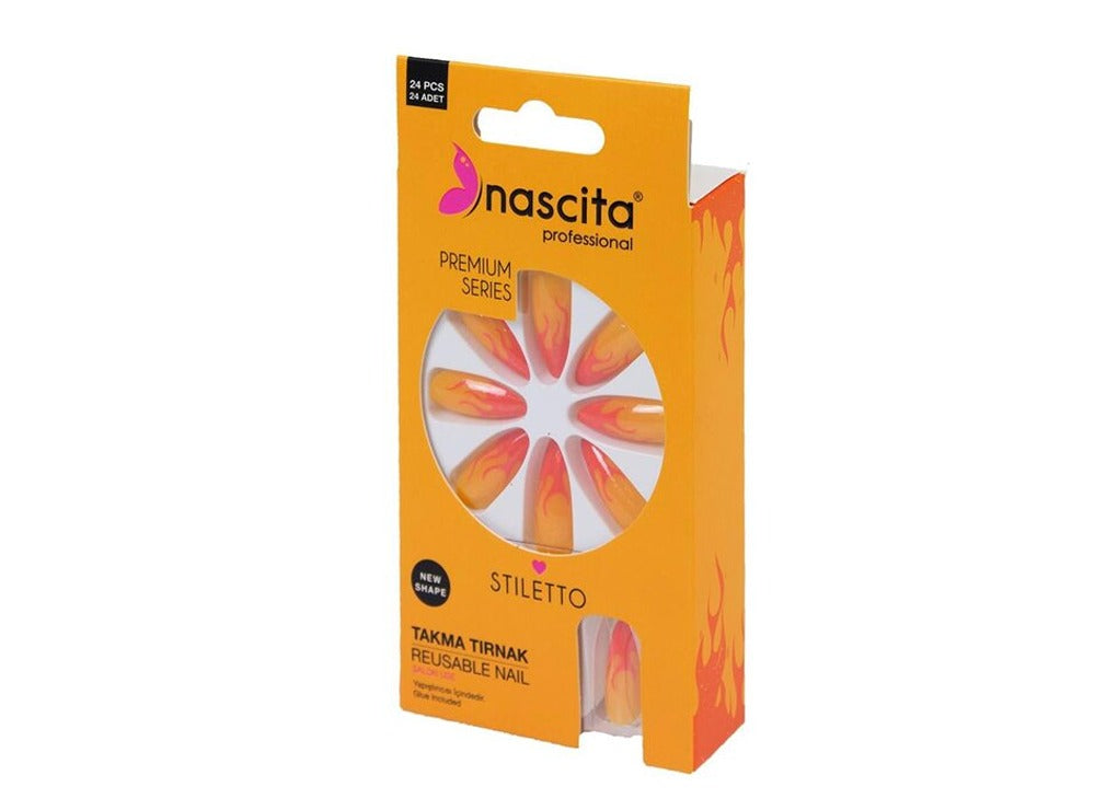 Nascita Stiletto Designed Nails With Glue 185 Pack of 24