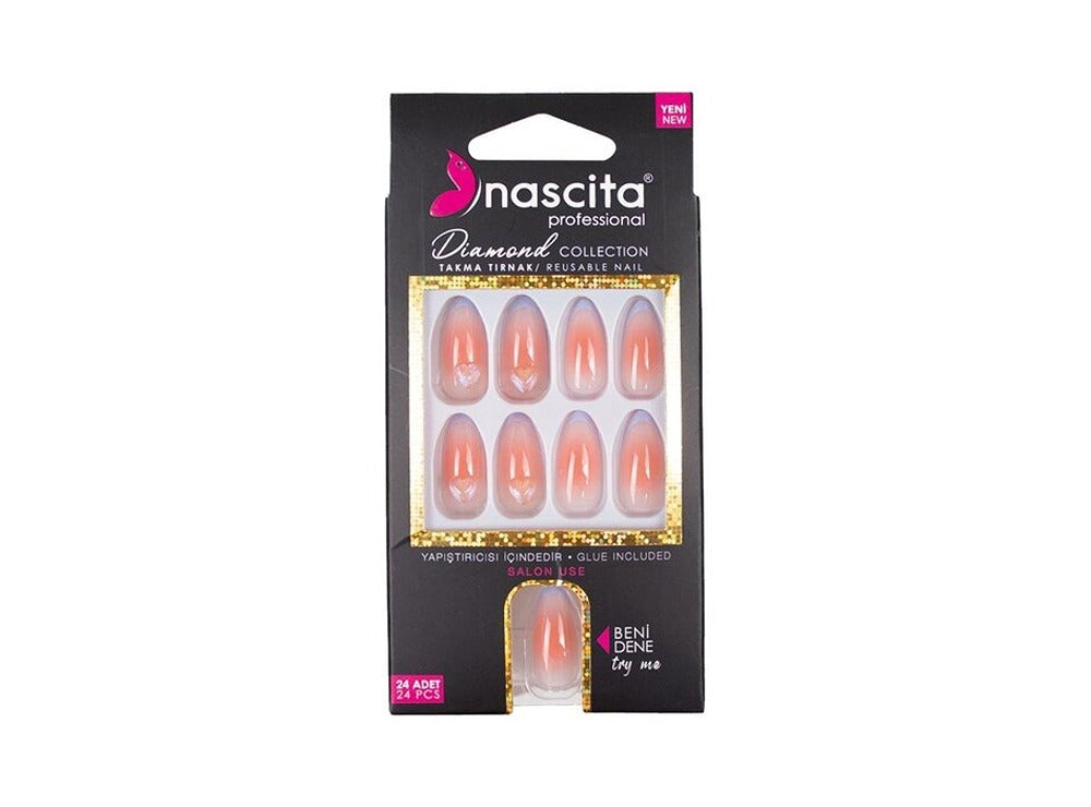 Nascita Diamond False Nails With Glue 253 Pack of 24