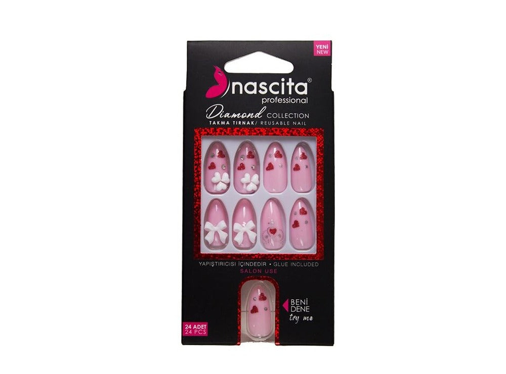 Nascita Diamond False Nails With Glue 262 Pack of 24