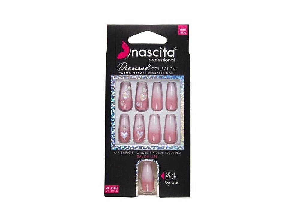 Nascita Diamond False Nails With Glue 263 Pack of 24