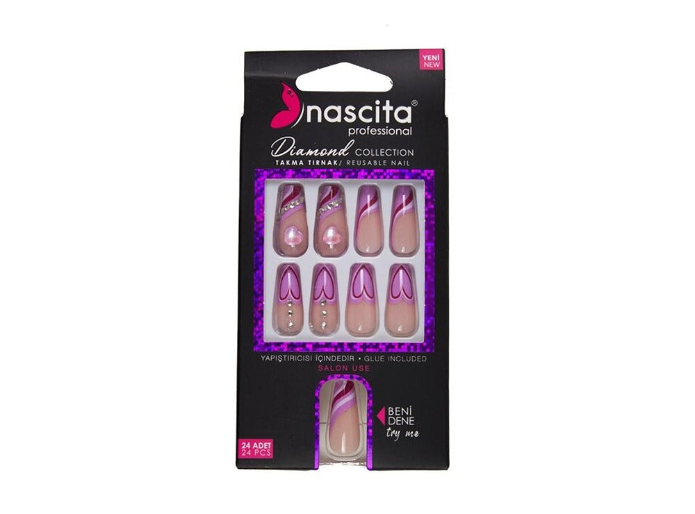 Nascita Diamond False Nails With Glue 267 Pack of 24