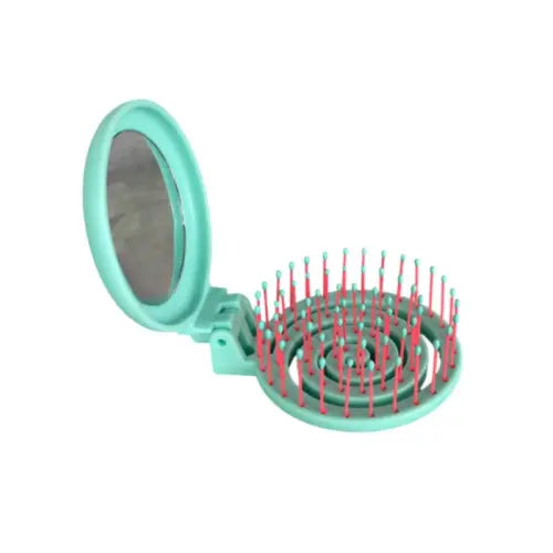 Nascita Foldable Pocket Hair Brush With Mirror Green