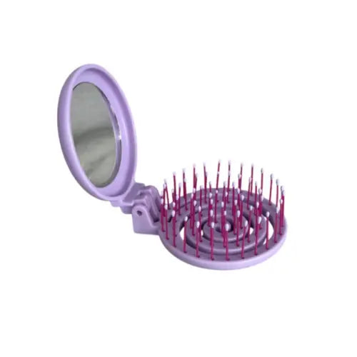 Nascita Foldable Pocket Hair Brush With Mirror Purple