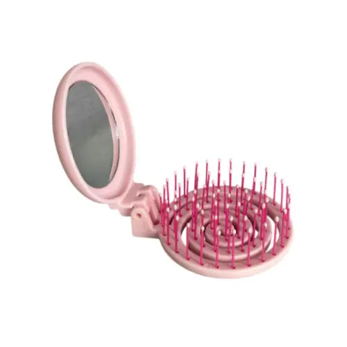 Nascita Foldable Pocket Hair Brush With Mirror Light Pink