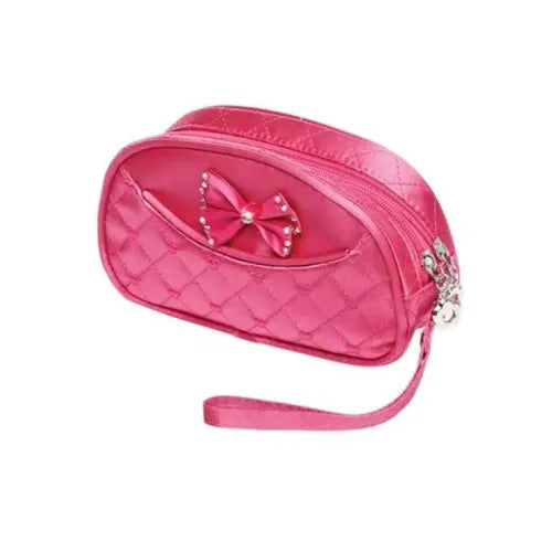 Nascita Elegant Satin Bow Makeup Pouch Fuchsia