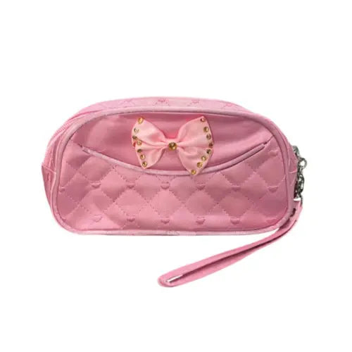 Nascita Elegant Satin Bow Makeup Pouch Pink