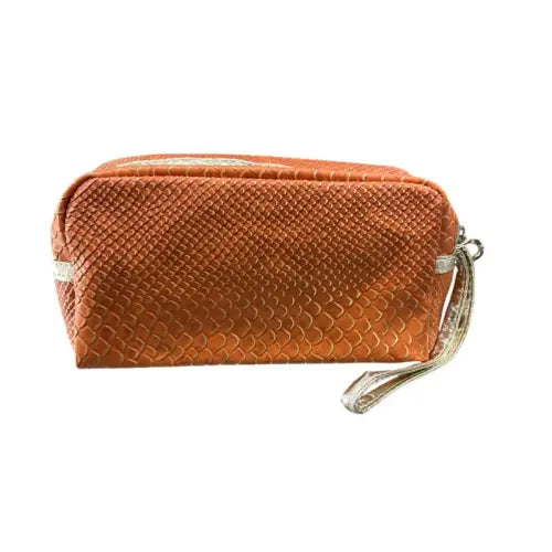 Nascita Patterned Cosmetic Bag With Mirror Orange