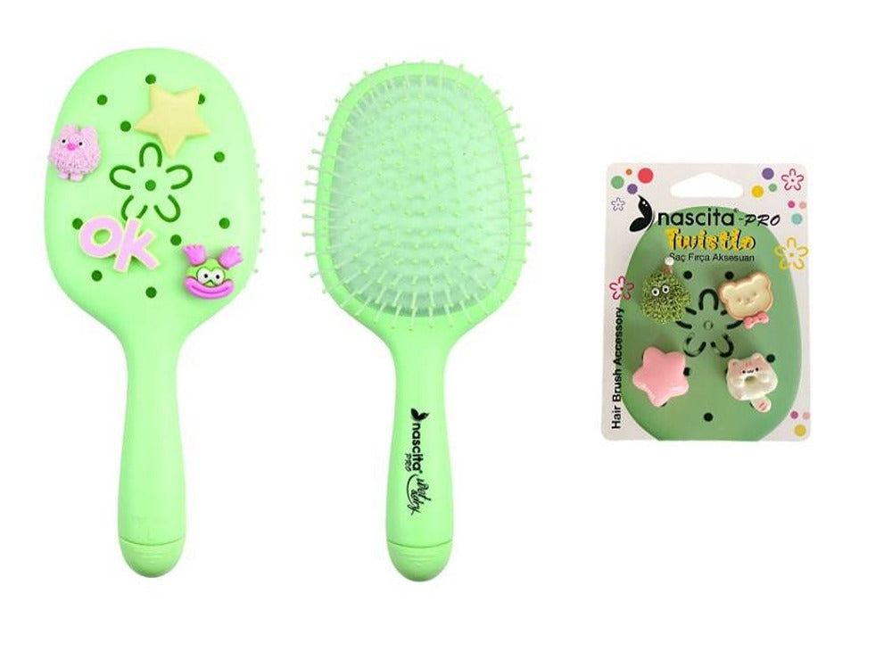 Nascita Twistlo Hair Brush With Cute Accessories Green