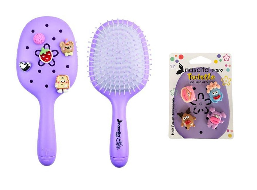 Nascita Twistlo Hair Brush With Cute Accessories Purple