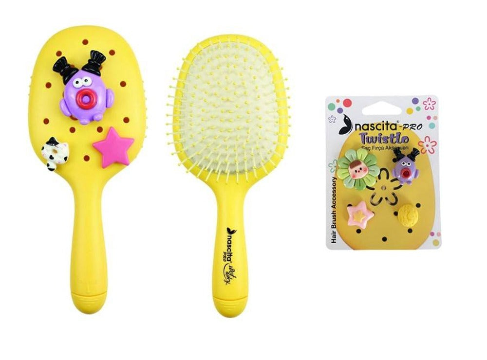 Nascita Twistlo Hair Brush With Cute Accessories Yellow