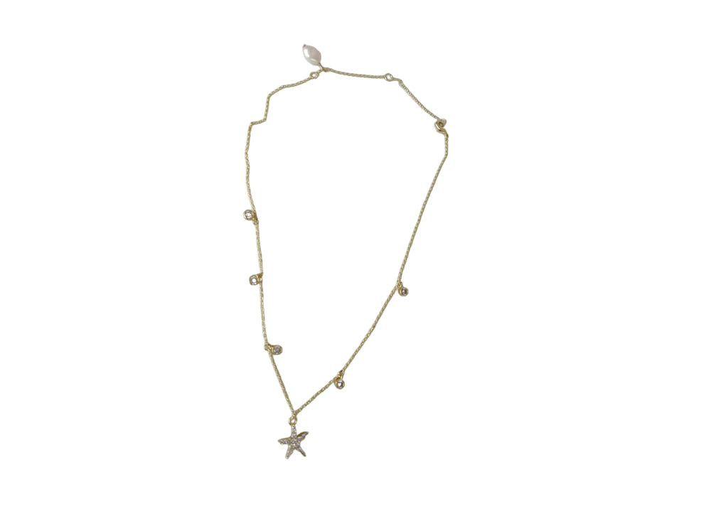 Lily's Style Silver Starfish Gold Plated Necklace