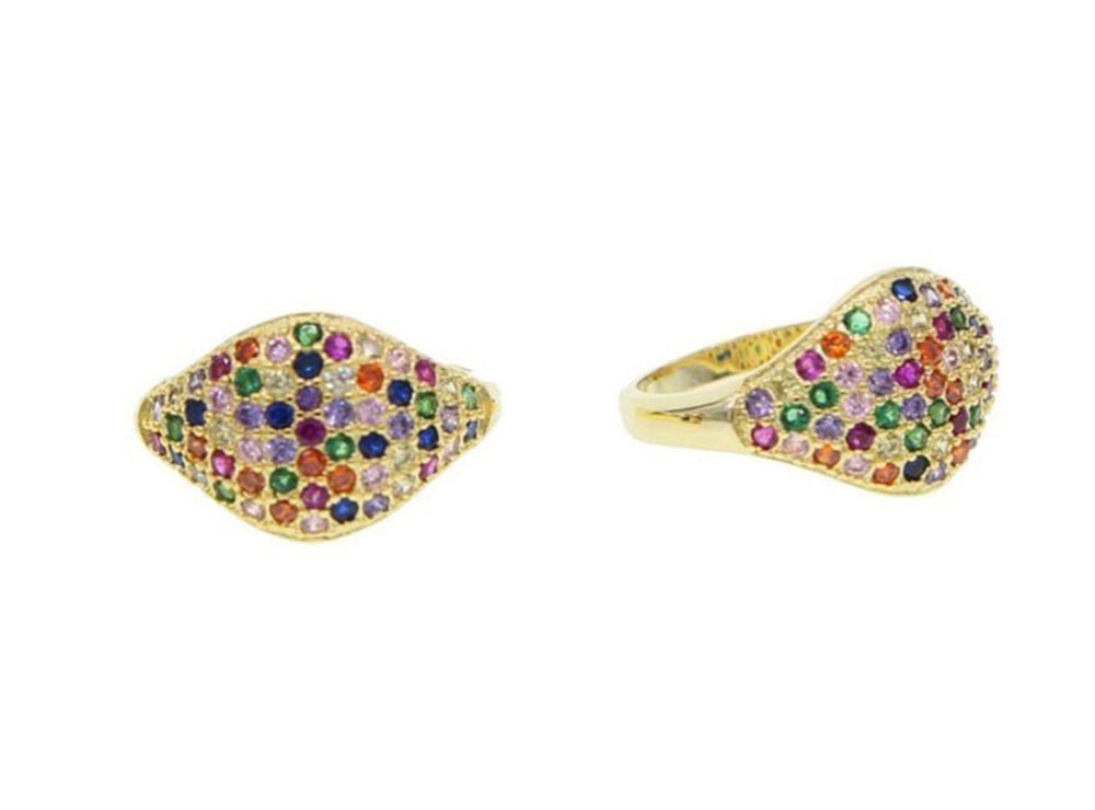 Lily's Style Colored Stones Gold Plated Ring