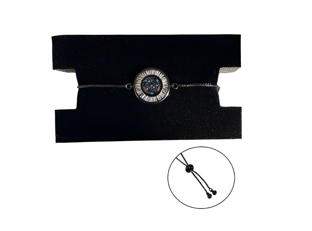 Lily's Style Crystal And Round Rainbow Black Bracelet
