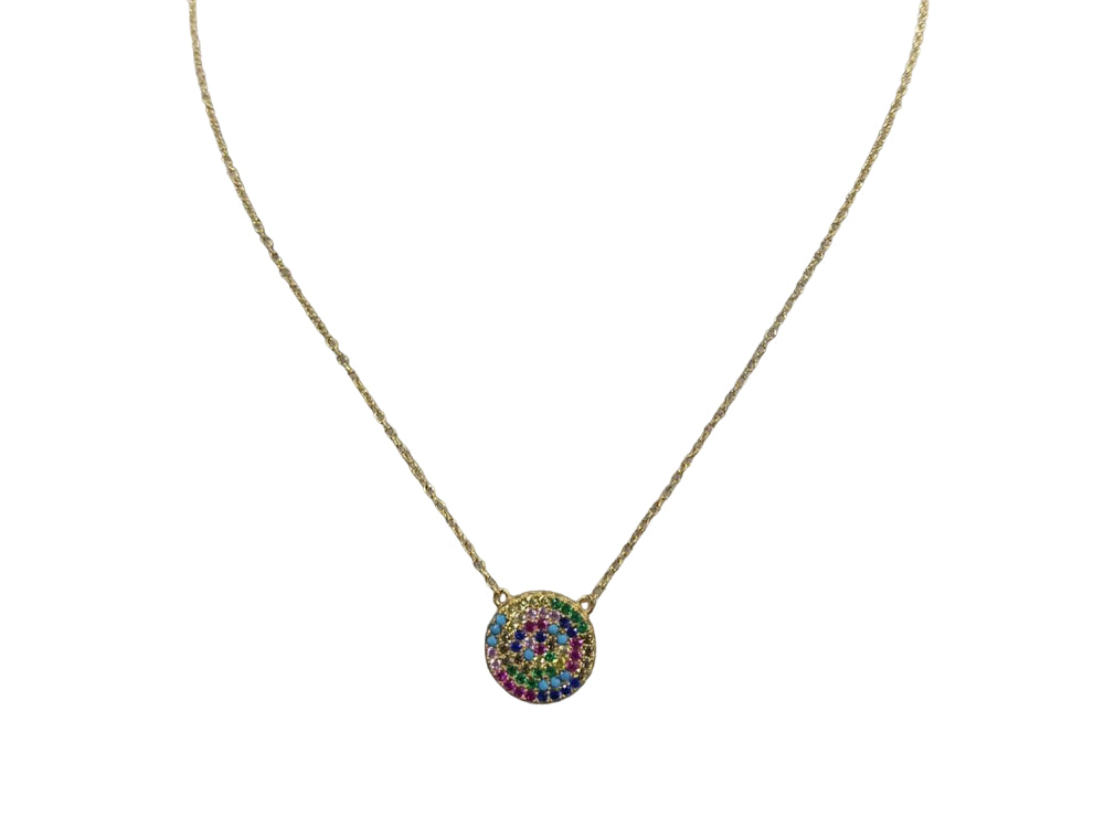 Lily's Style 14K Round Rainbow Gold Plated Necklace