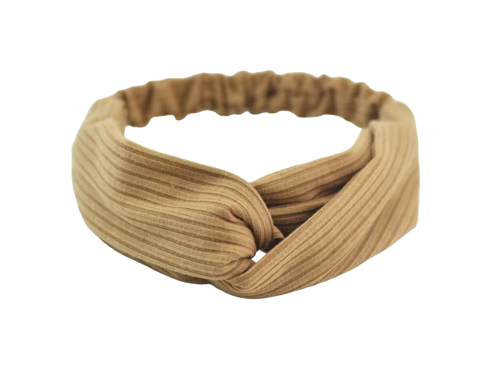 Lily's Style Cross Top Knot Elastic Beige Headband