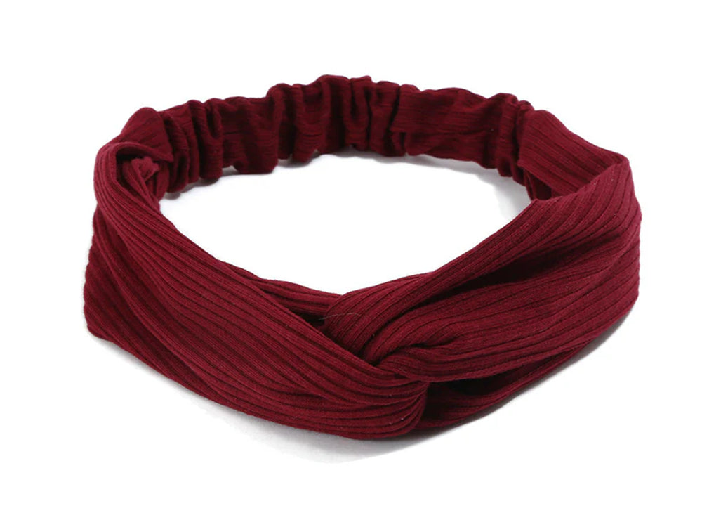 Lily's Style Cross Top Knot Elastic Bordeaux Headband